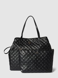 Shopper mit Allover-Muster Modell 'VIKKY' von Guess Grau / Schwarz - 17