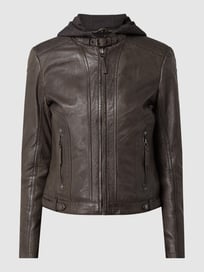 Leren jack in bikerlook, model 'Caja' van Gipsy Grijs / zwart - 27