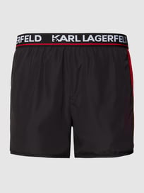 Badehose mit Label-Patch von Karl Lagerfeld Beachwear Grau / Schwarz - 36