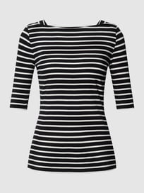 T-Shirt mit U-Boot-Ausschnitt von comma Grau / Schwarz - 1