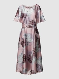 Cocktailjurk met gebloemd all-over motief van Swing Roze - 24