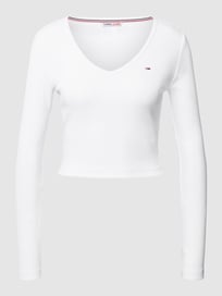 Cropped Longsleeve mit Logo-Stitching Modell 'Baby' von Tommy Jeans Weiß - 21
