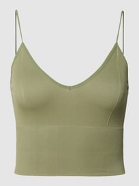Korte top in riblook van REVIEW Groen - 5
