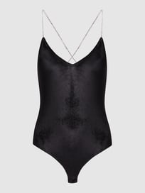 Body aus Samt Modell 'Elviras' von Mango Grau / Schwarz - 10
