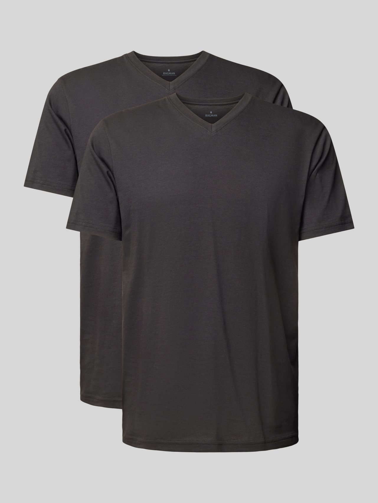 T-Shirt im 2er Pack mit geripptem V-Ausschnitt von RAGMAN - 21